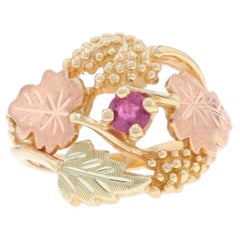 South Dakota Gold Co. Black Hills Gold Ruby Ring - Yellow Gold 10k .18ct Vines