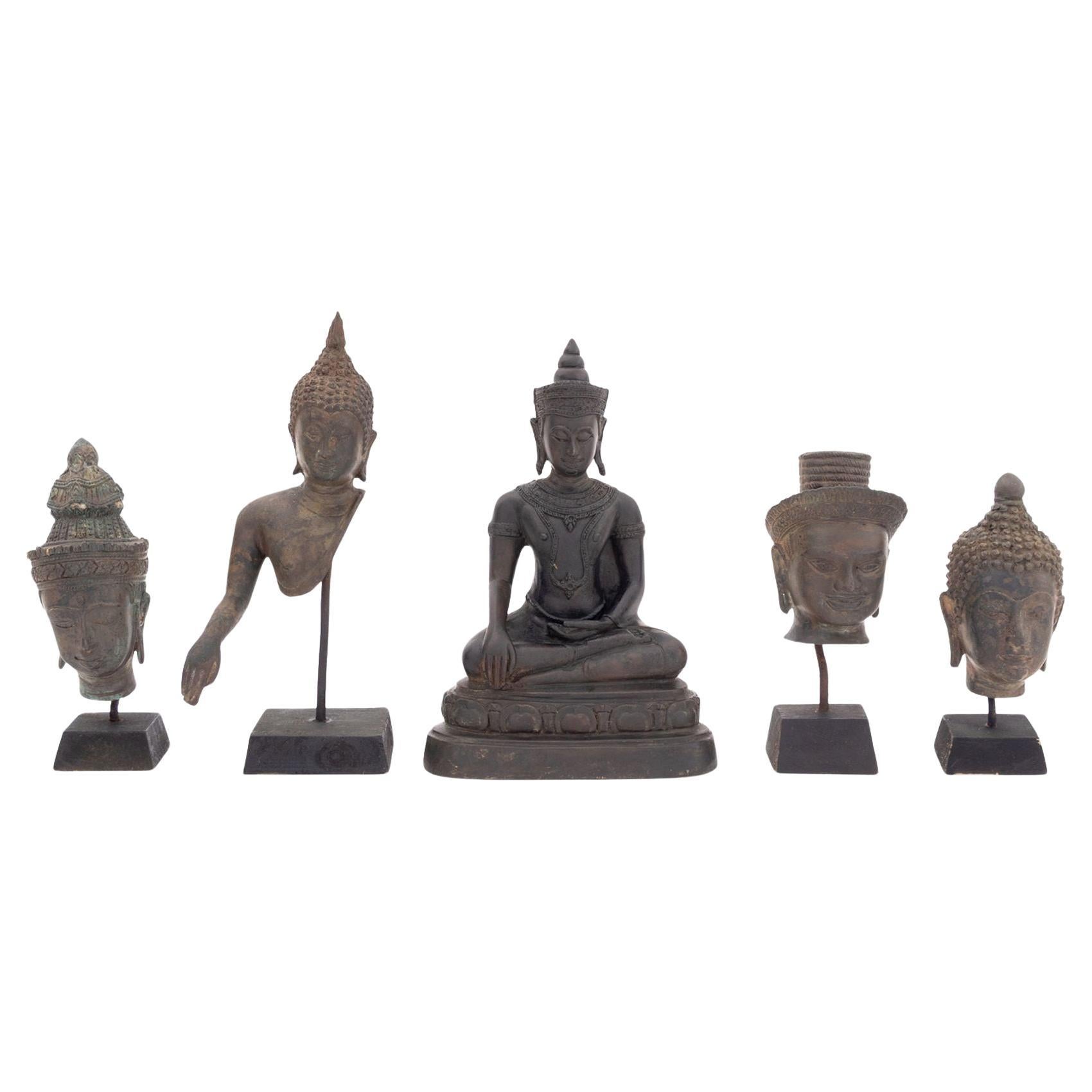 Figurine di Buddha in ottone del Sud Est Asiatico, 5