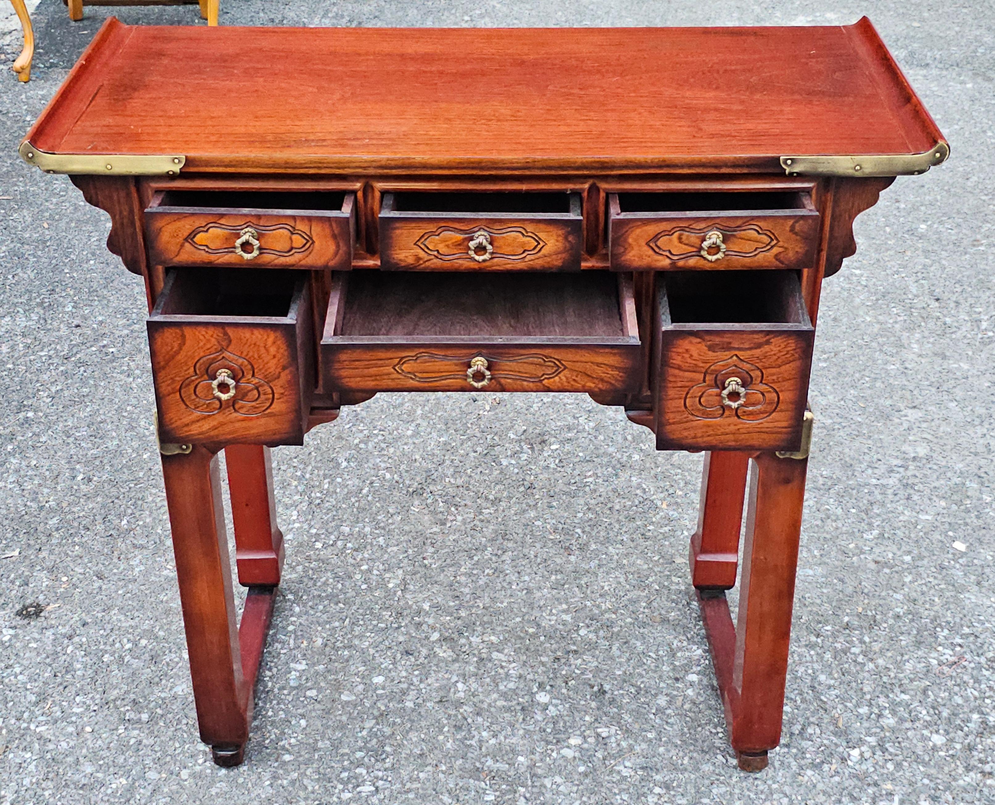 Chinese Export South East Asian Elmwood Six-Drawer Altar / Console Table For Sale