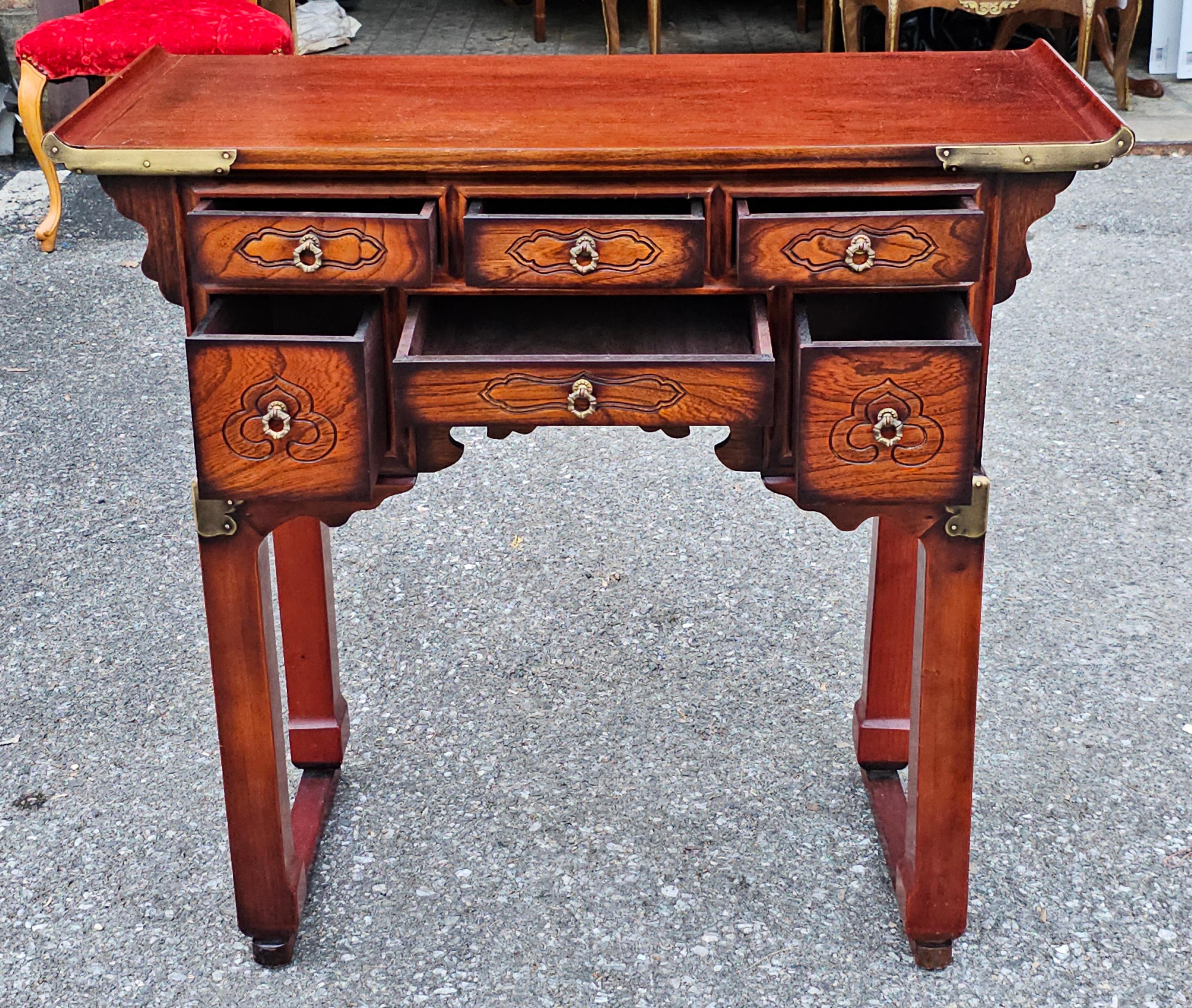 Korean South East Asian Elmwood Six-Drawer Altar / Console Table For Sale