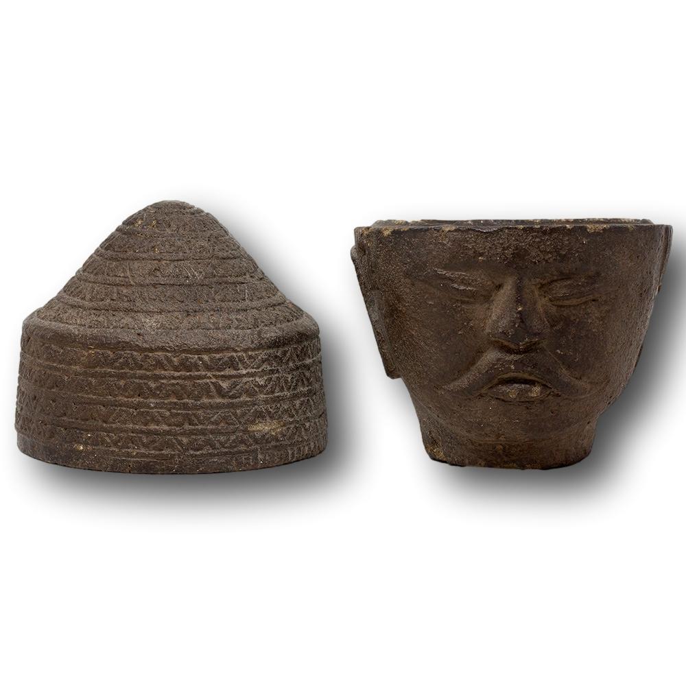 South East Asian Grey Stone Head In Good Condition For Sale In Newark, England