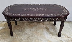 South East Asian Handcrafted Bone Inlay Rosewood CocktailTable