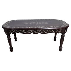 South East Asian Handcrafted Bone Inlay Rosewood CocktailTable
