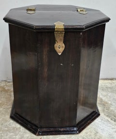 South East Asian Hardwood Brass Hinged Storage Side Table Cabinet