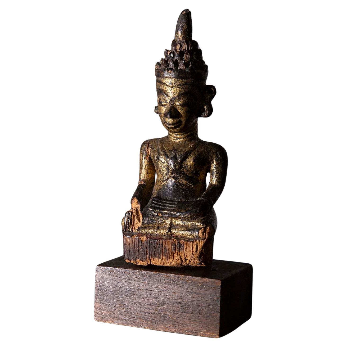 Südostasiatischer Buddha aus lackiertem Holz, 19. Jahrhundert im Angebot