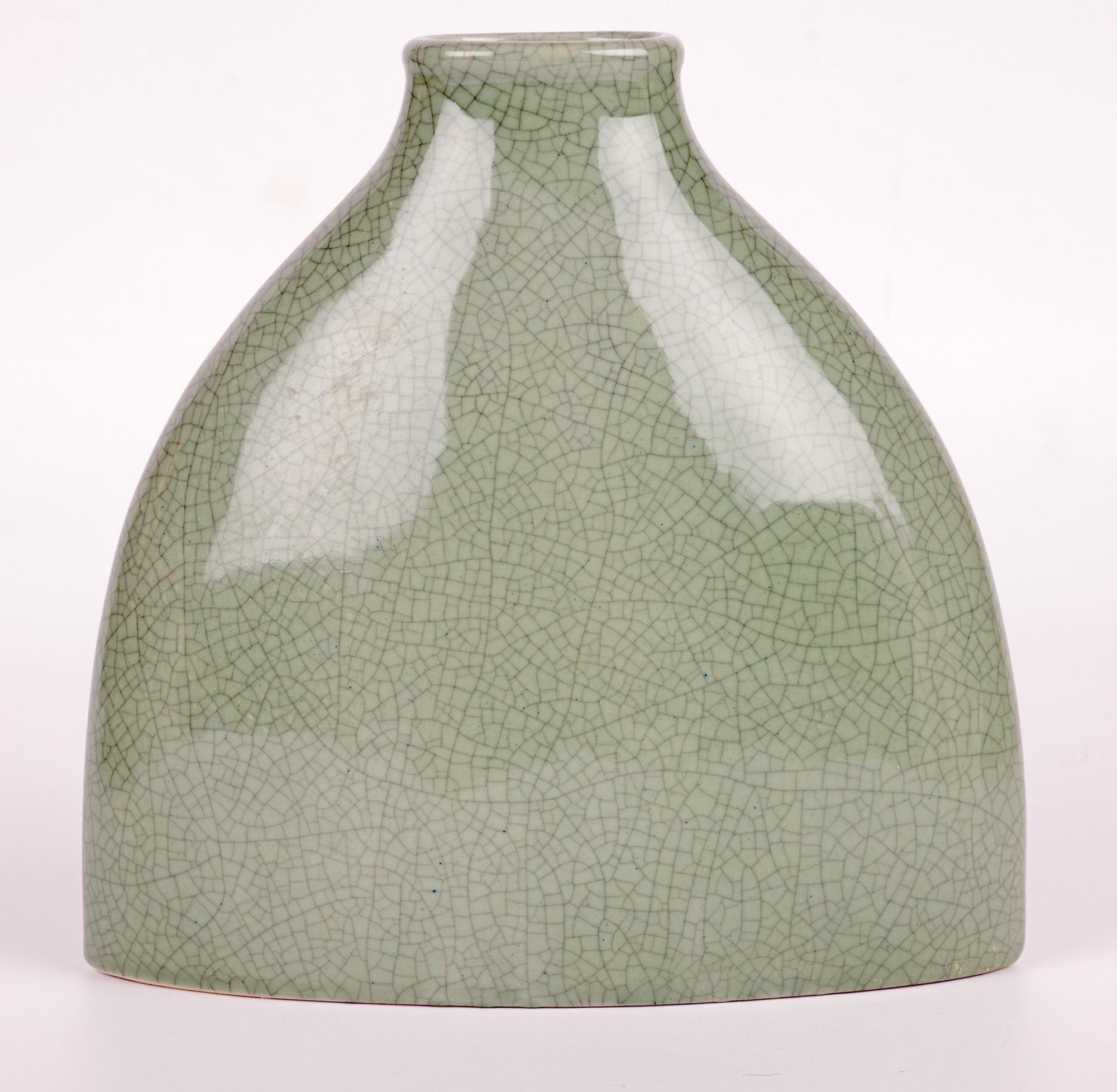 South East Asian Porcelain Celadon Glazed Craquelure Bottle Vase For Sale 4