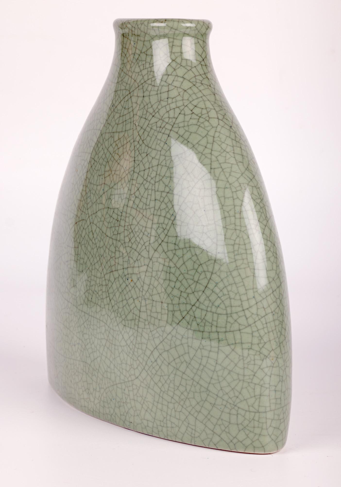 South East Asian Porcelain Celadon Glazed Craquelure Bottle Vase For Sale 6