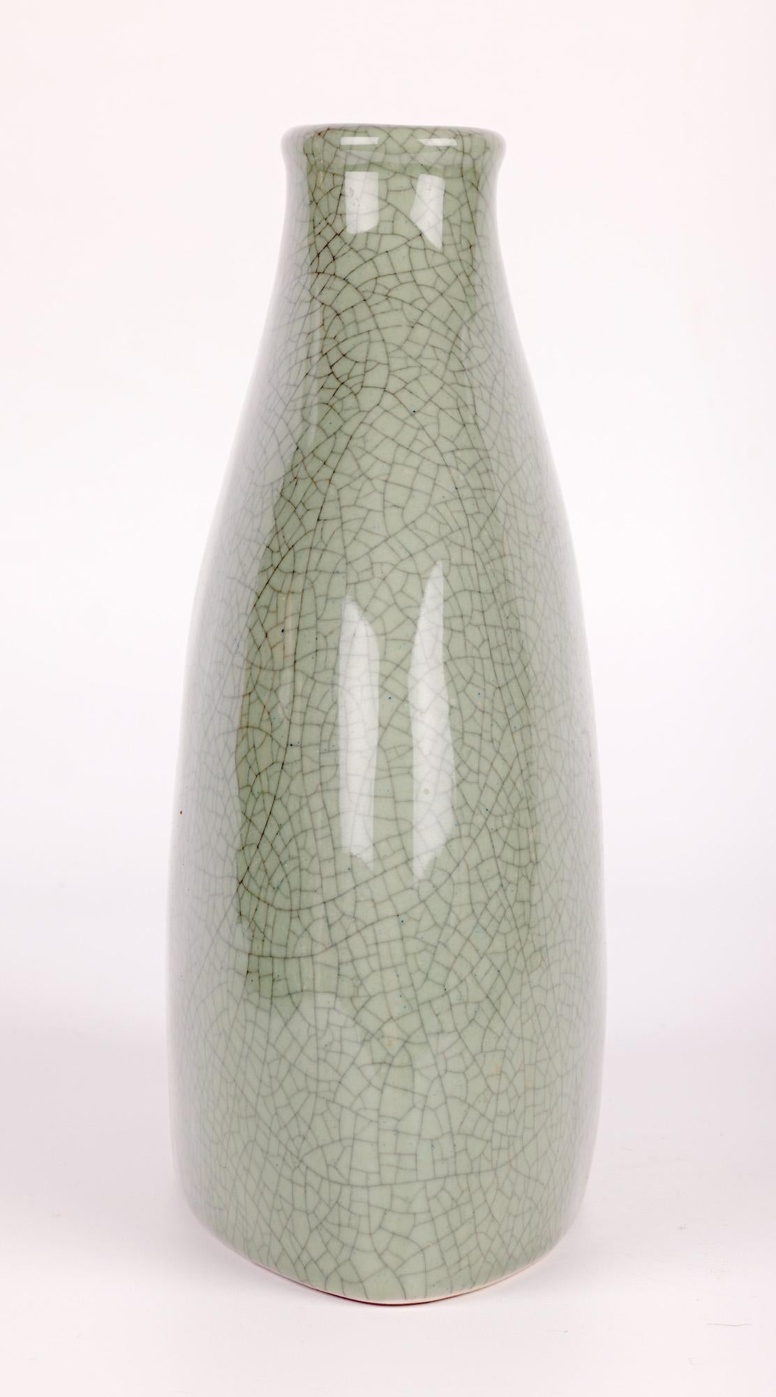 South East Asian Porcelain Celadon Glazed Craquelure Bottle Vase For Sale 8