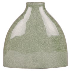 Vase bouteille craquelure émaillé céladon d'Asie du Sud-Est