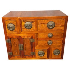 South East Asian Tansu Double-Sided Steps Two-Part Interlocking Cabinet