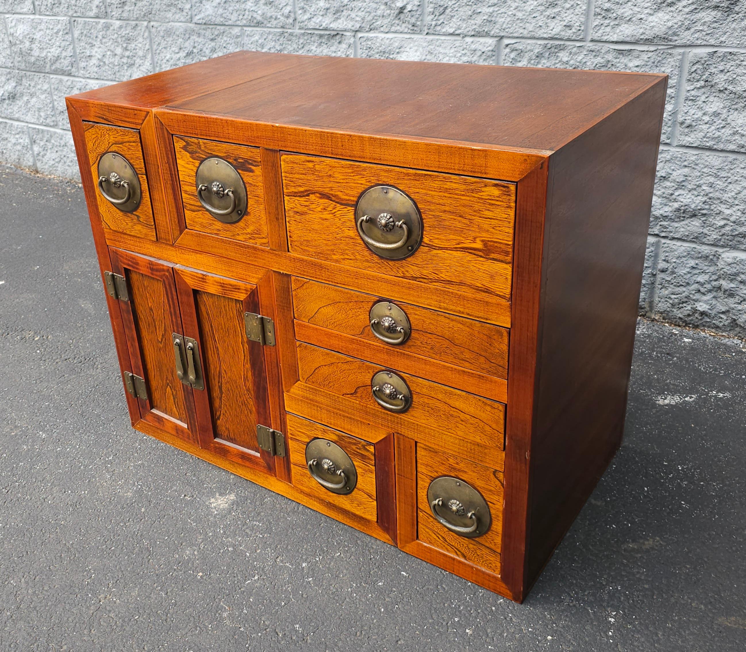 South East Asian Tansu Double-Sided Steps Two-Part Interlocking Cabinet In Good Condition For Sale In Germantown, MD