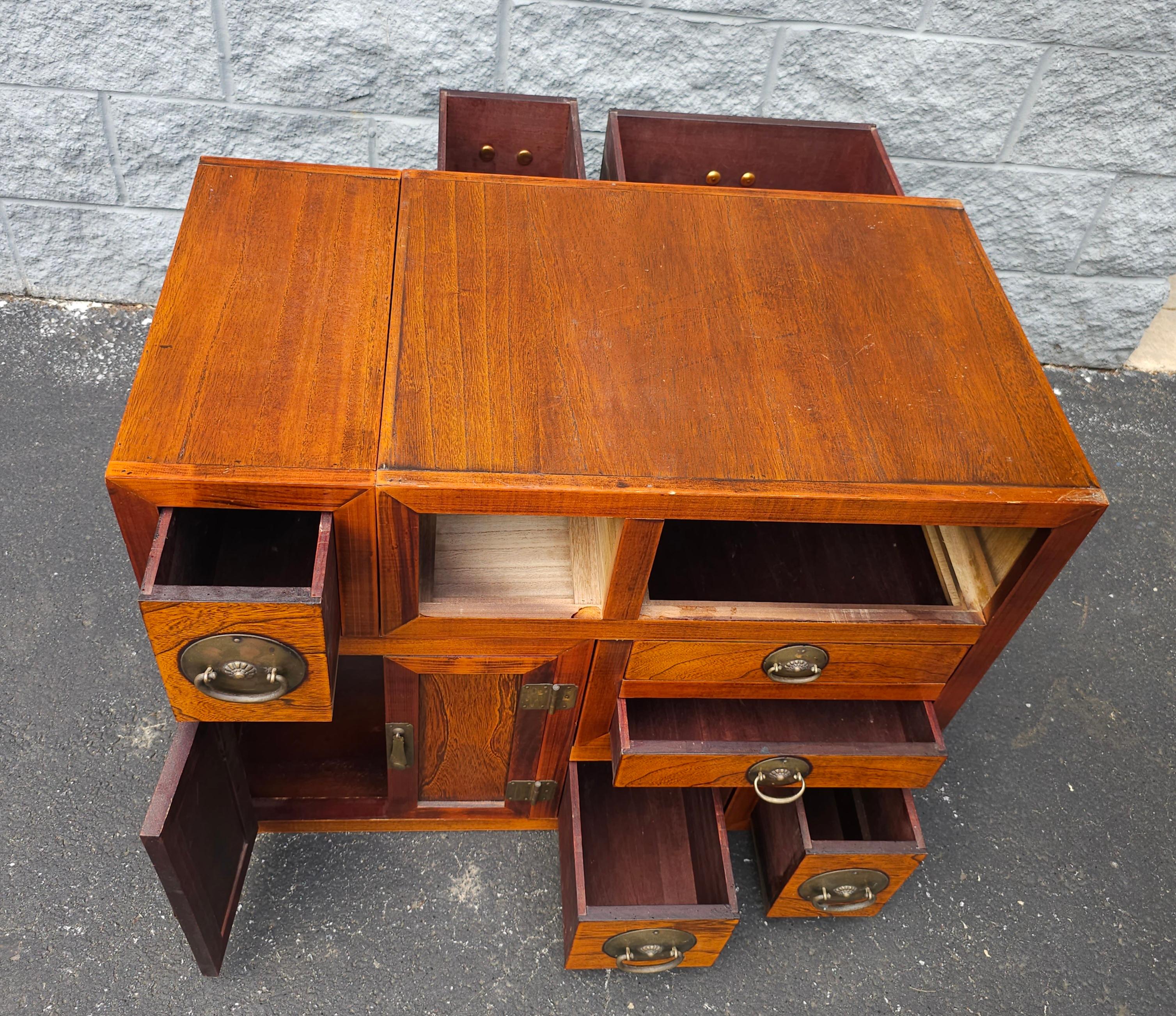 20th Century South East Asian Tansu Double-Sided Steps Two-Part Interlocking Cabinet For Sale