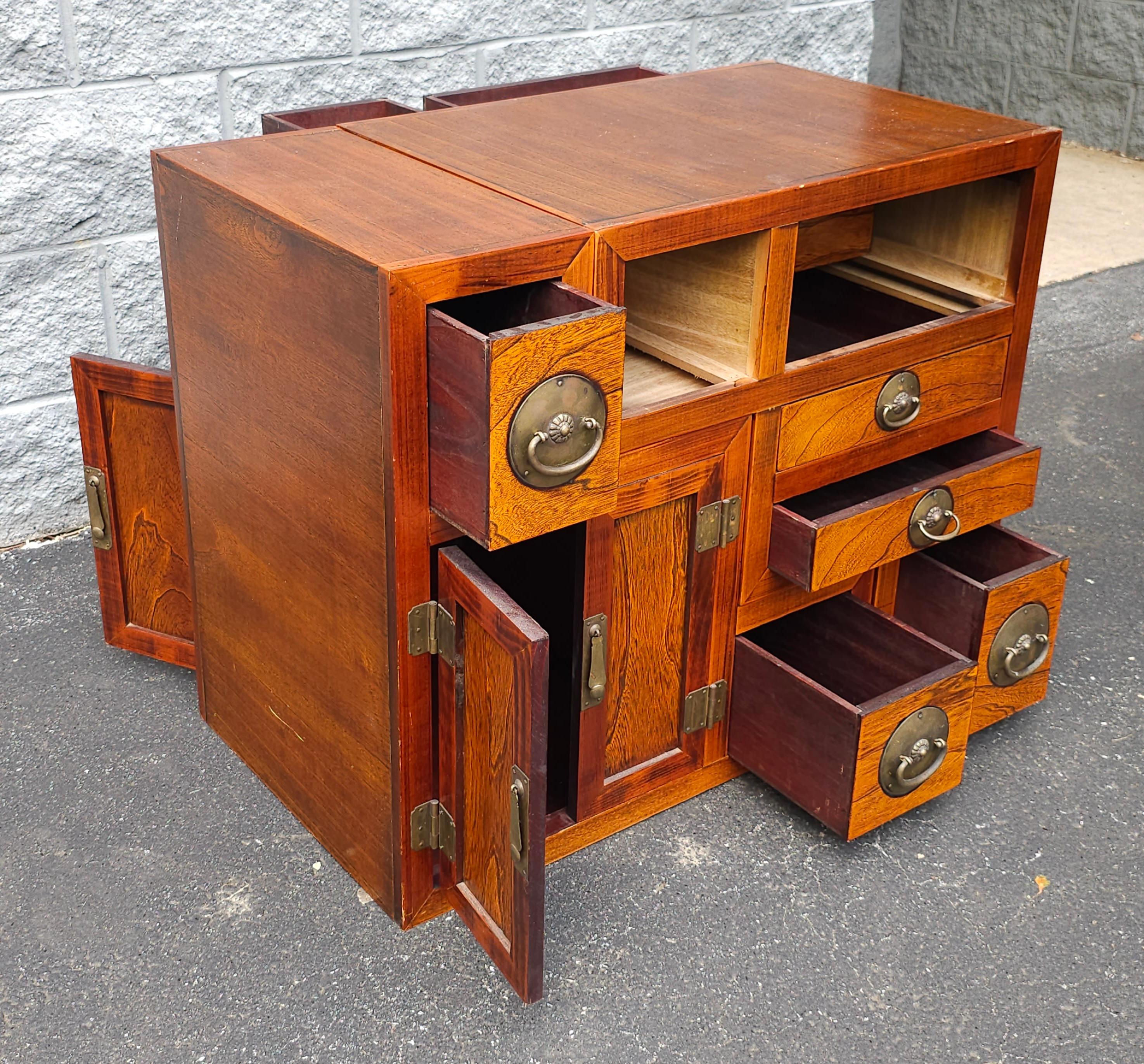 Brass South East Asian Tansu Double-Sided Steps Two-Part Interlocking Cabinet For Sale