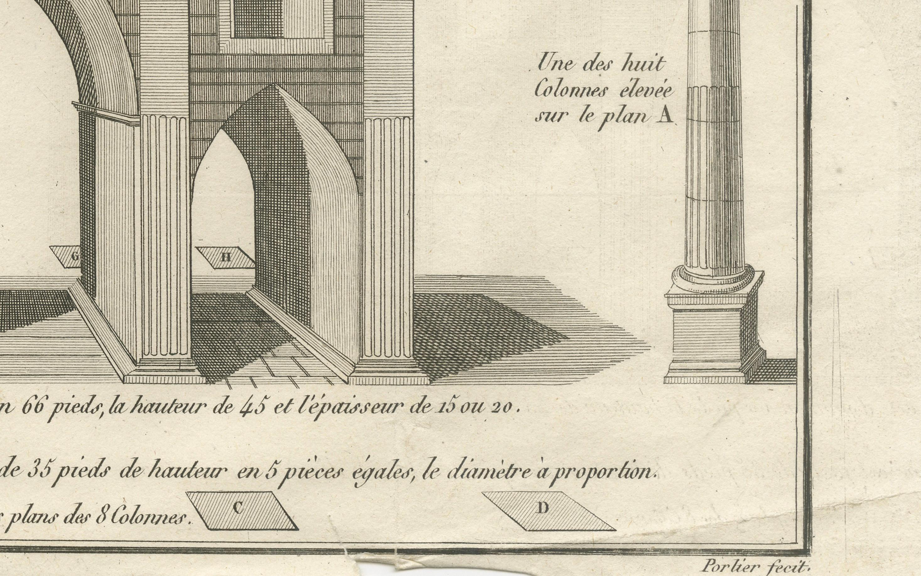 French South Gate of Antinoë – Architectural Engraving, Upper Egypt, c.1790 For Sale