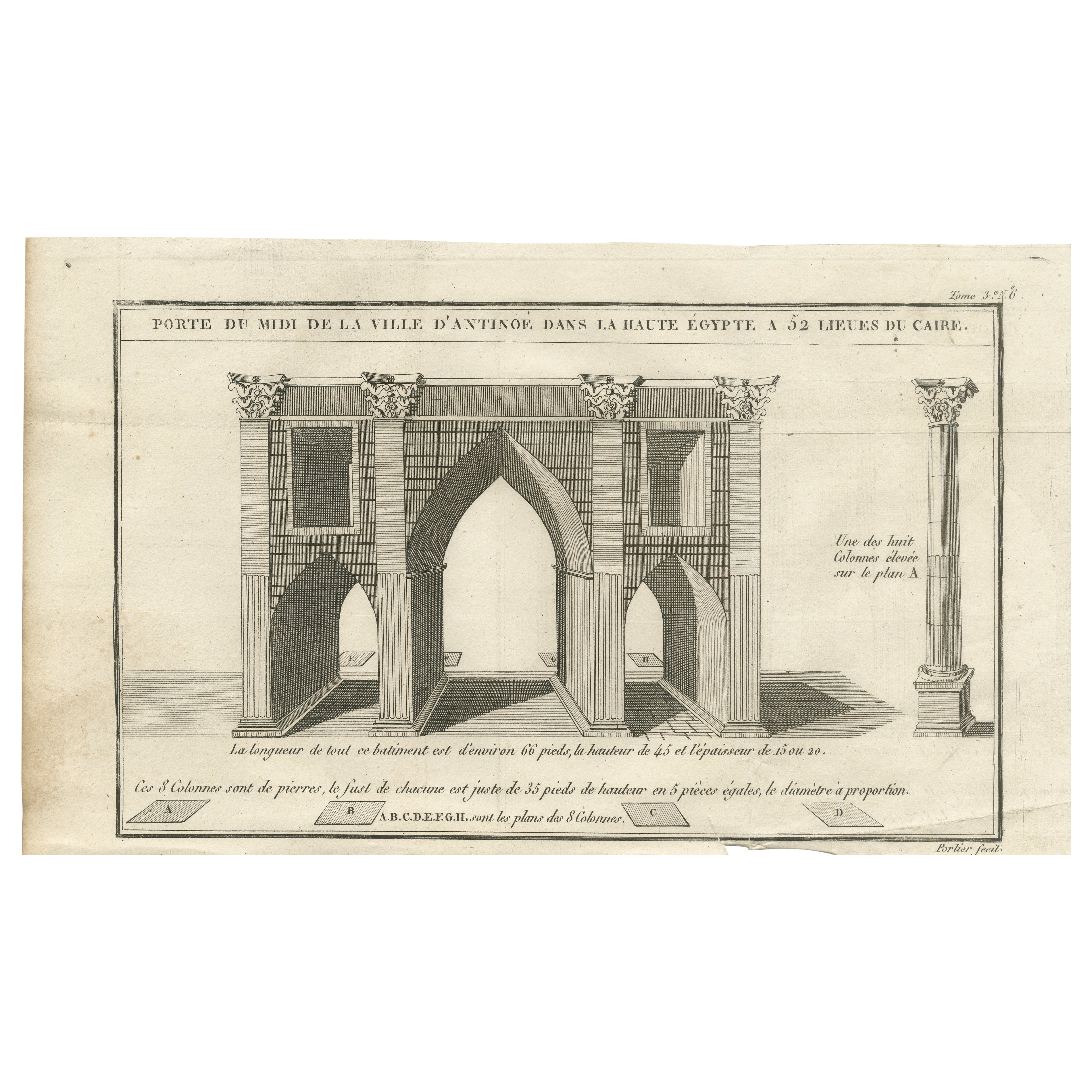 South Gate of Antinoë – Architectural Engraving, Upper Egypt, c.1790