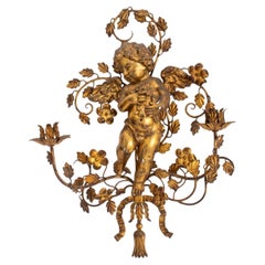 South German Giltwood Two Light Sconce, 19th C