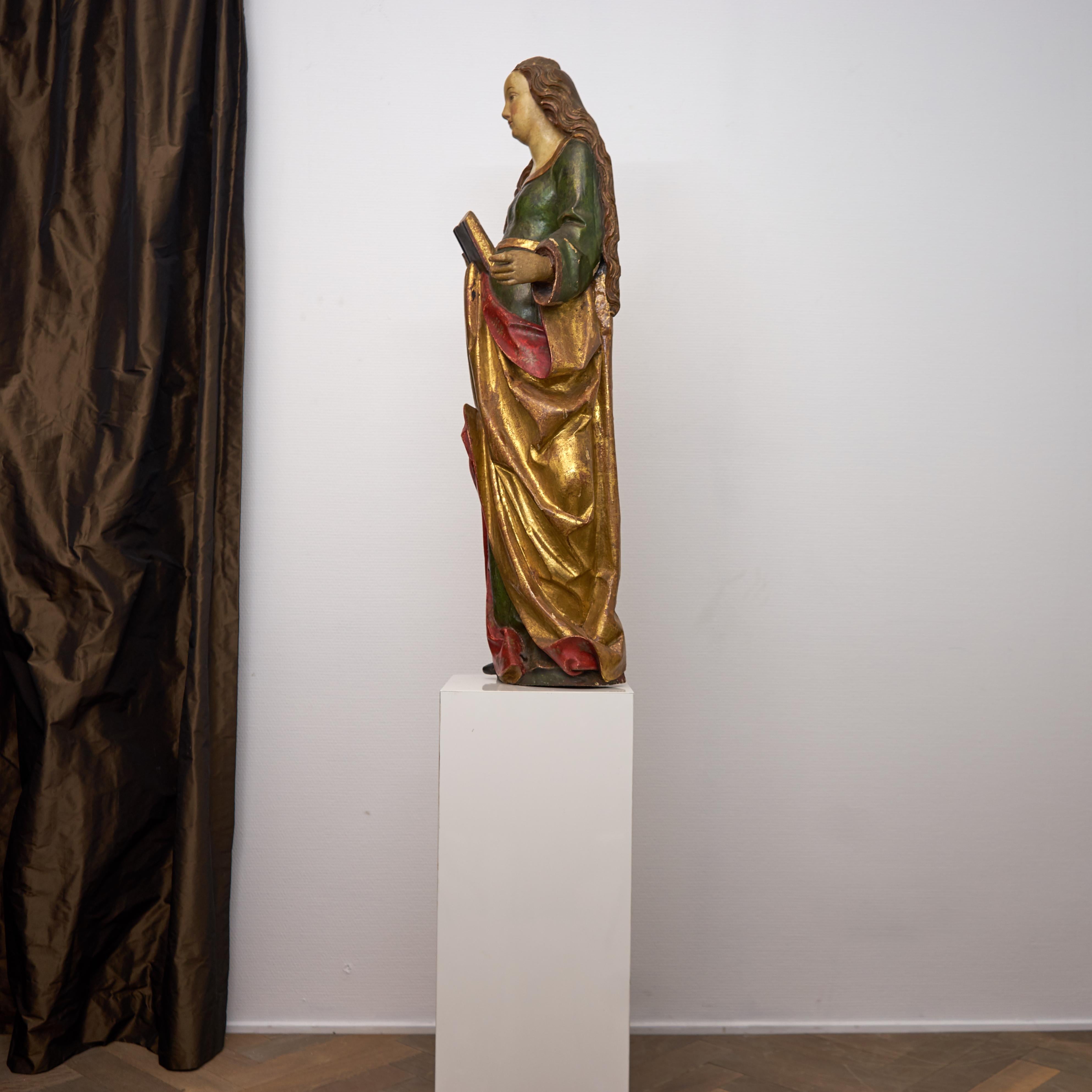 18th Century and Earlier South German Probably Swabian Late Gothic Polychrome Sculpture of Saint Anna For Sale