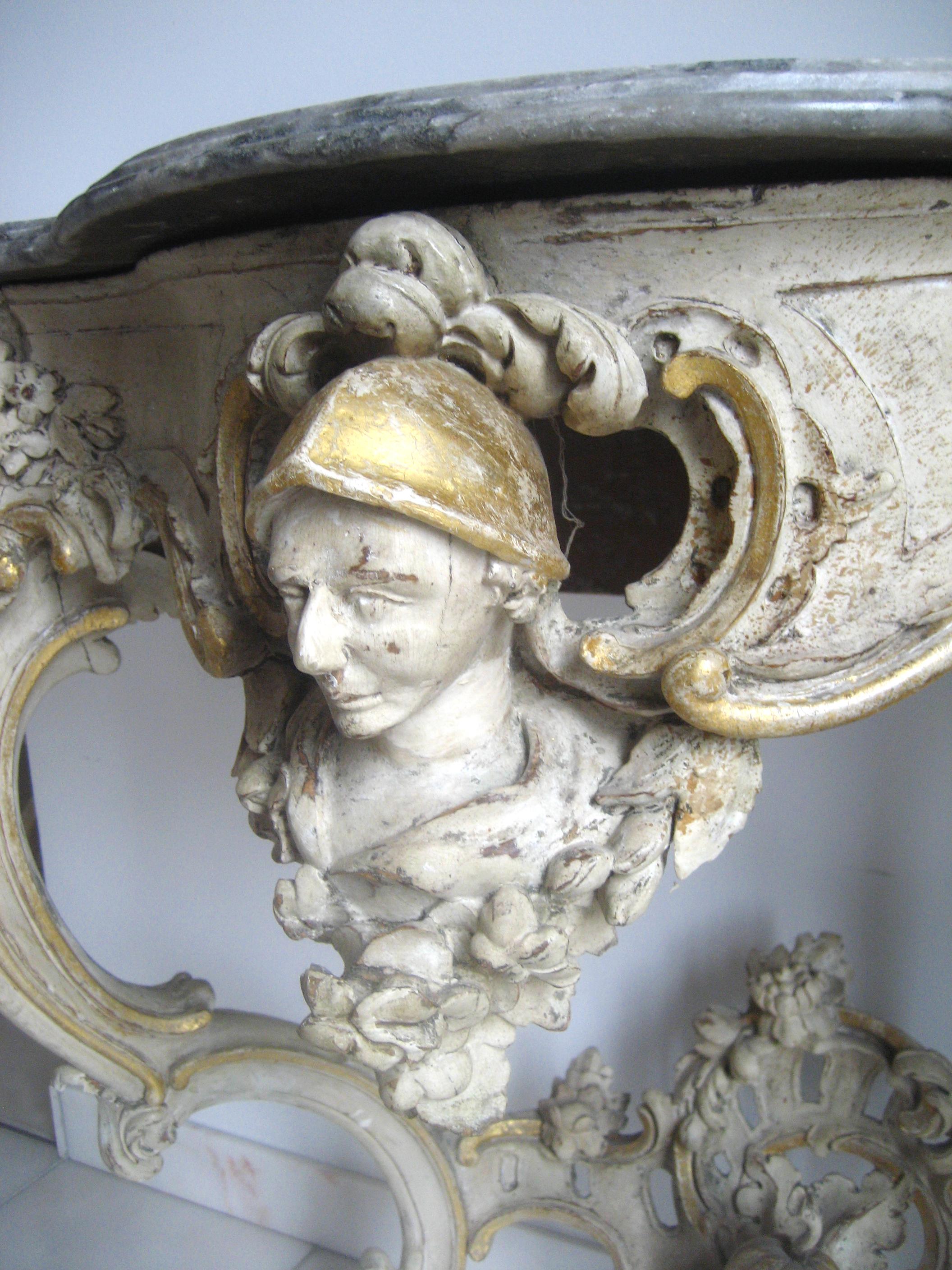 South German White Painted Rococo Console Table, Mid-18th Century For Sale 1