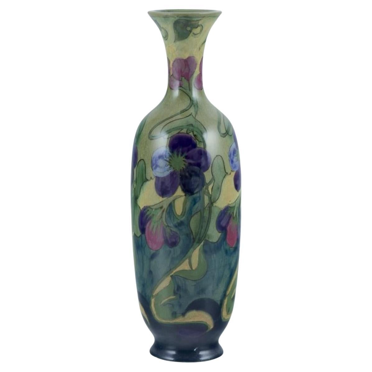 South Holland, Gouda.  Antique and unique Art Nouveau vase in glazed ceramic.