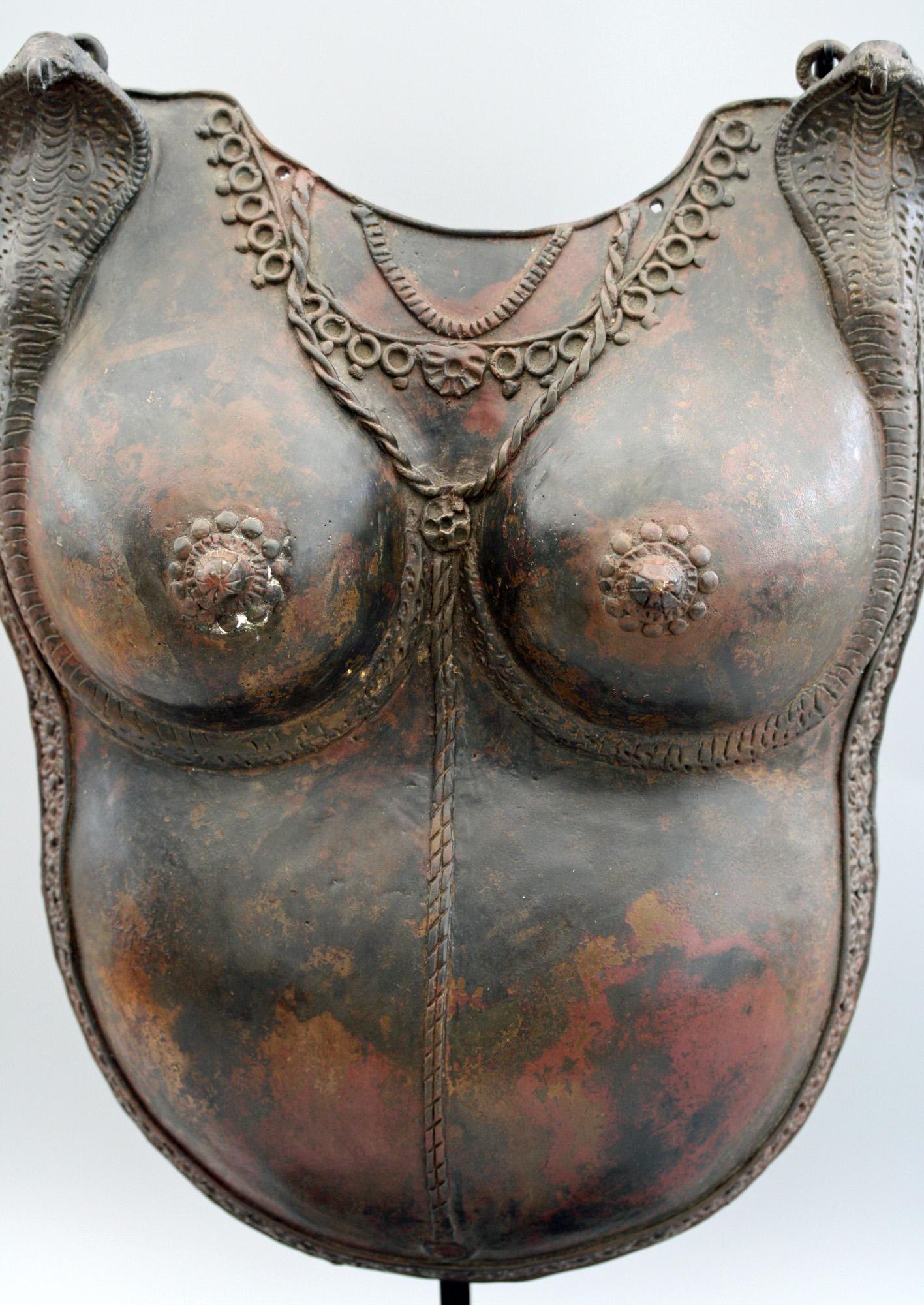 South Indian Bronze Dancers Ritual Breast Plate on Stand For Sale 7