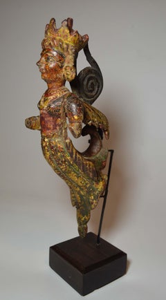 South Indian Poly Chrome Wood Angel Figure, circa 1800