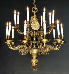 South Netherlandish Baroque Style Angel Brass Chandelier