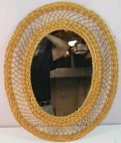 South of France Oval Open  Braid Work  Wicker Mirror
