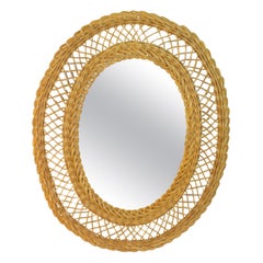 Ovale du Sud de la France  Travail de tresse  Miroir en osier