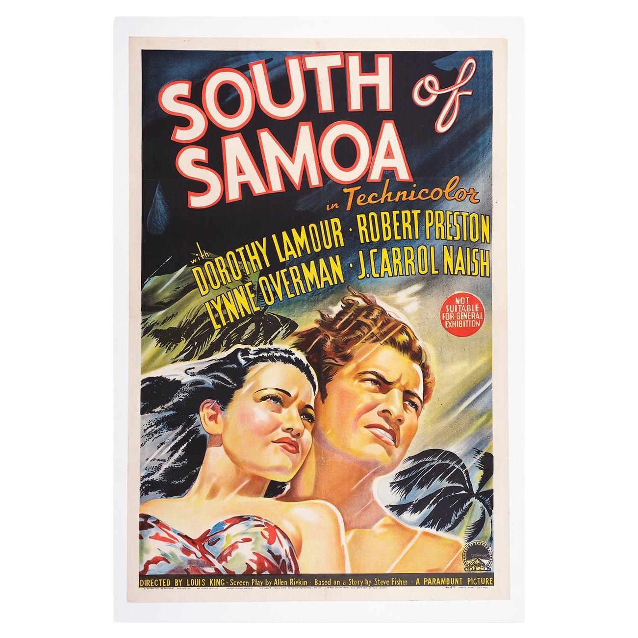 South of Samoa '1940' Original Vintage Poster Mint, Linen Backed