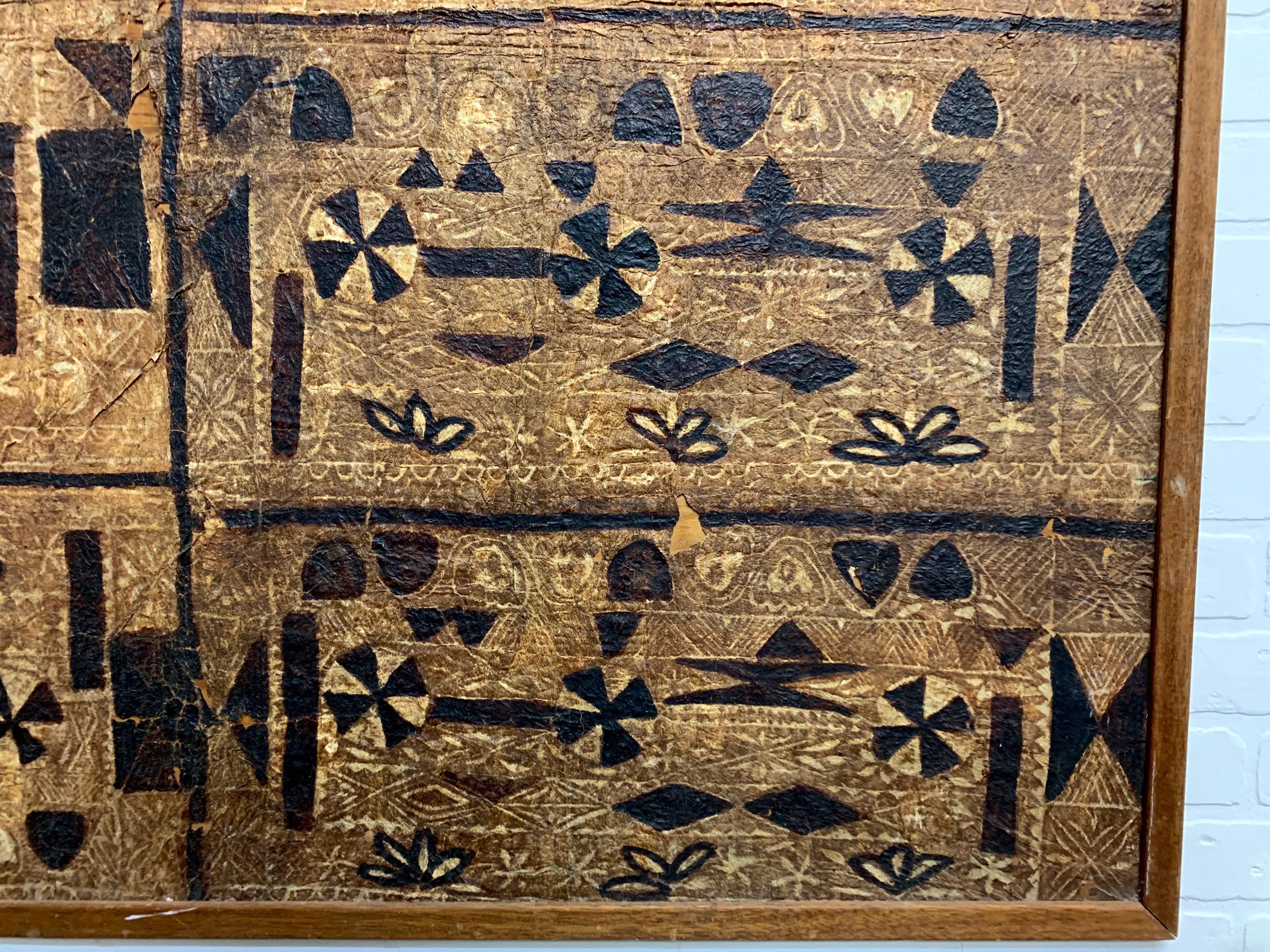 American Samoan South Pacific Bark Cloth on Board For Sale