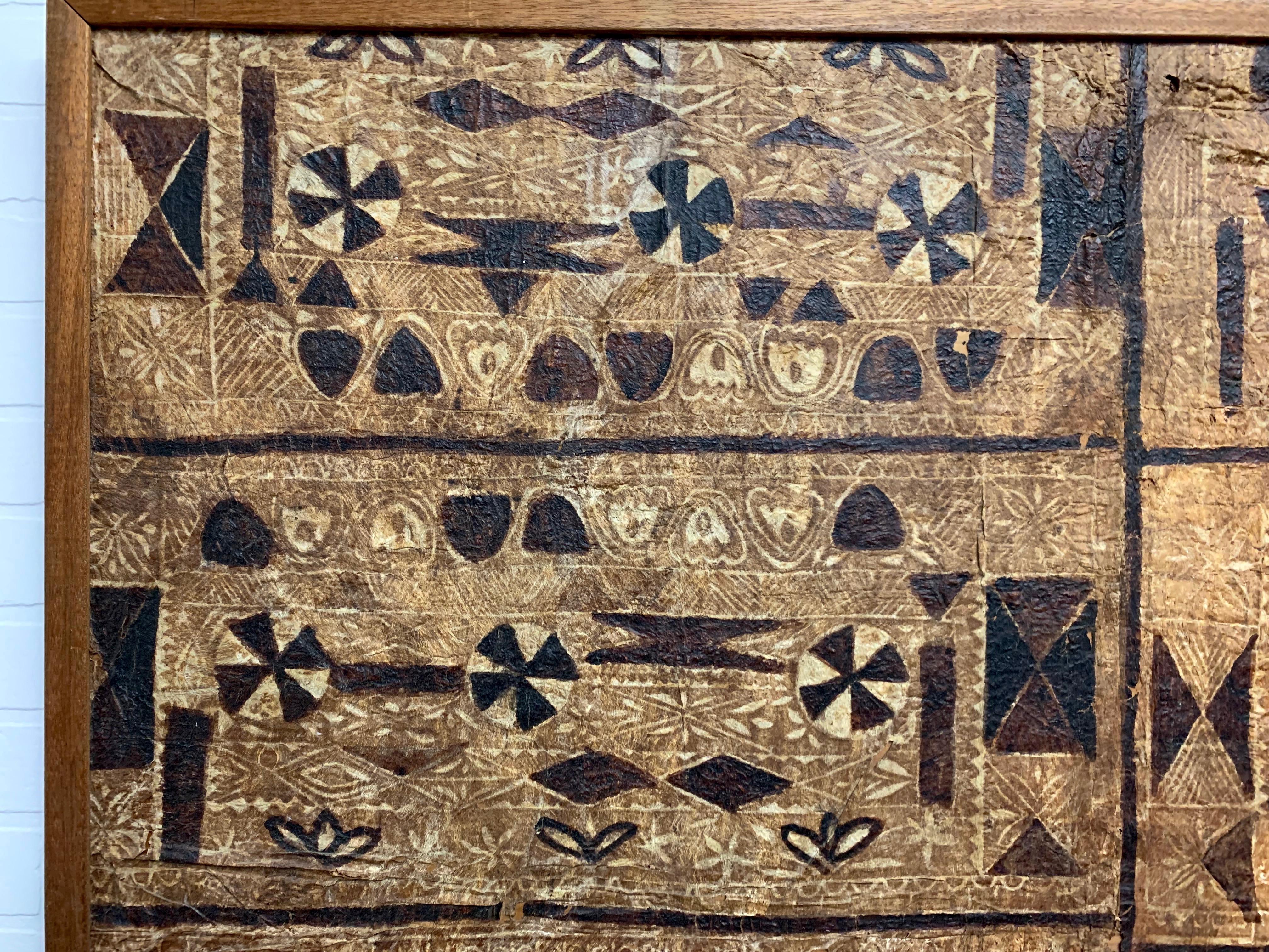 20th Century South Pacific Bark Cloth on Board For Sale