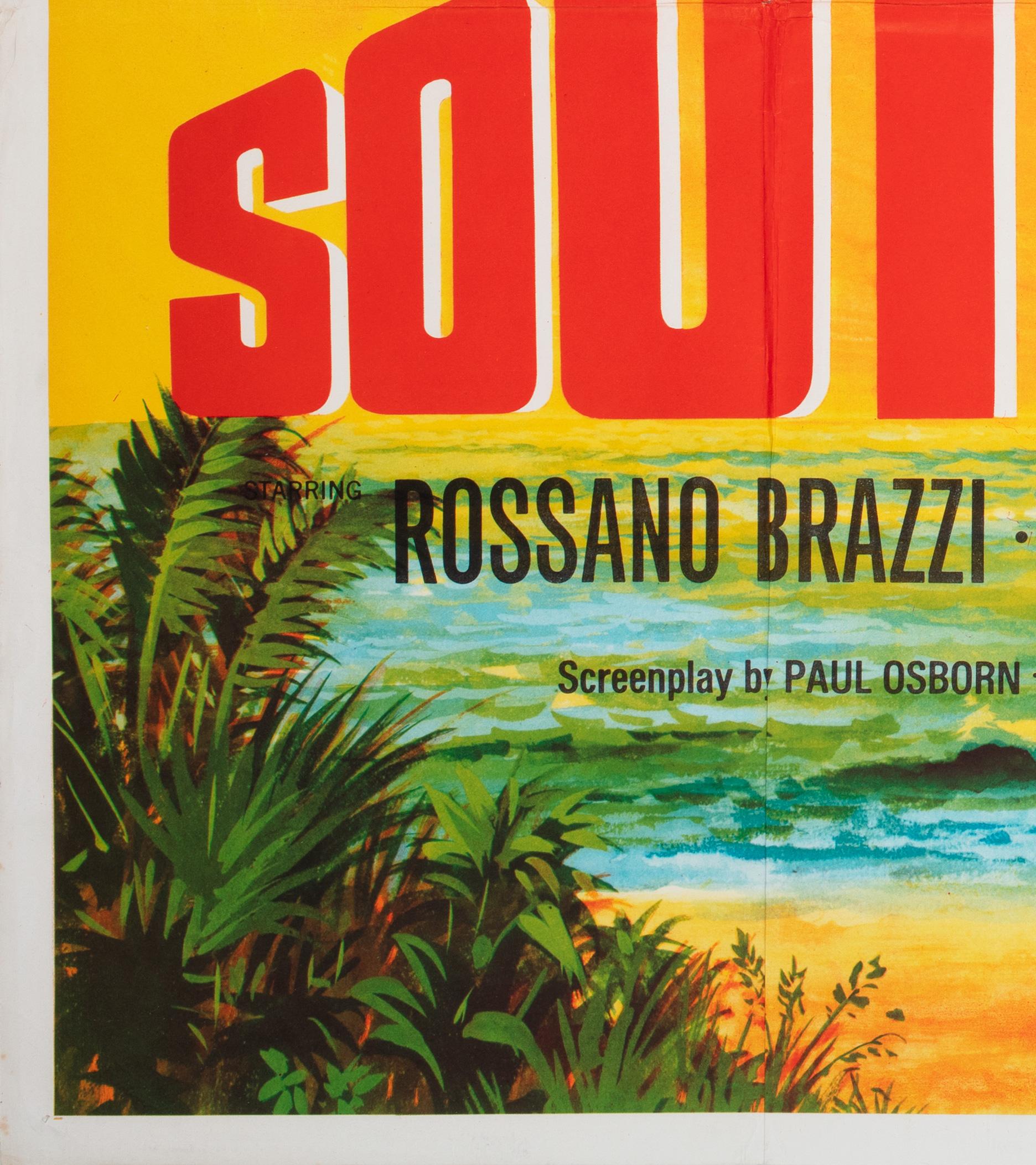 South Pacific R1960s UK Quad Film Poster, Tom Chantrell Papel en venta