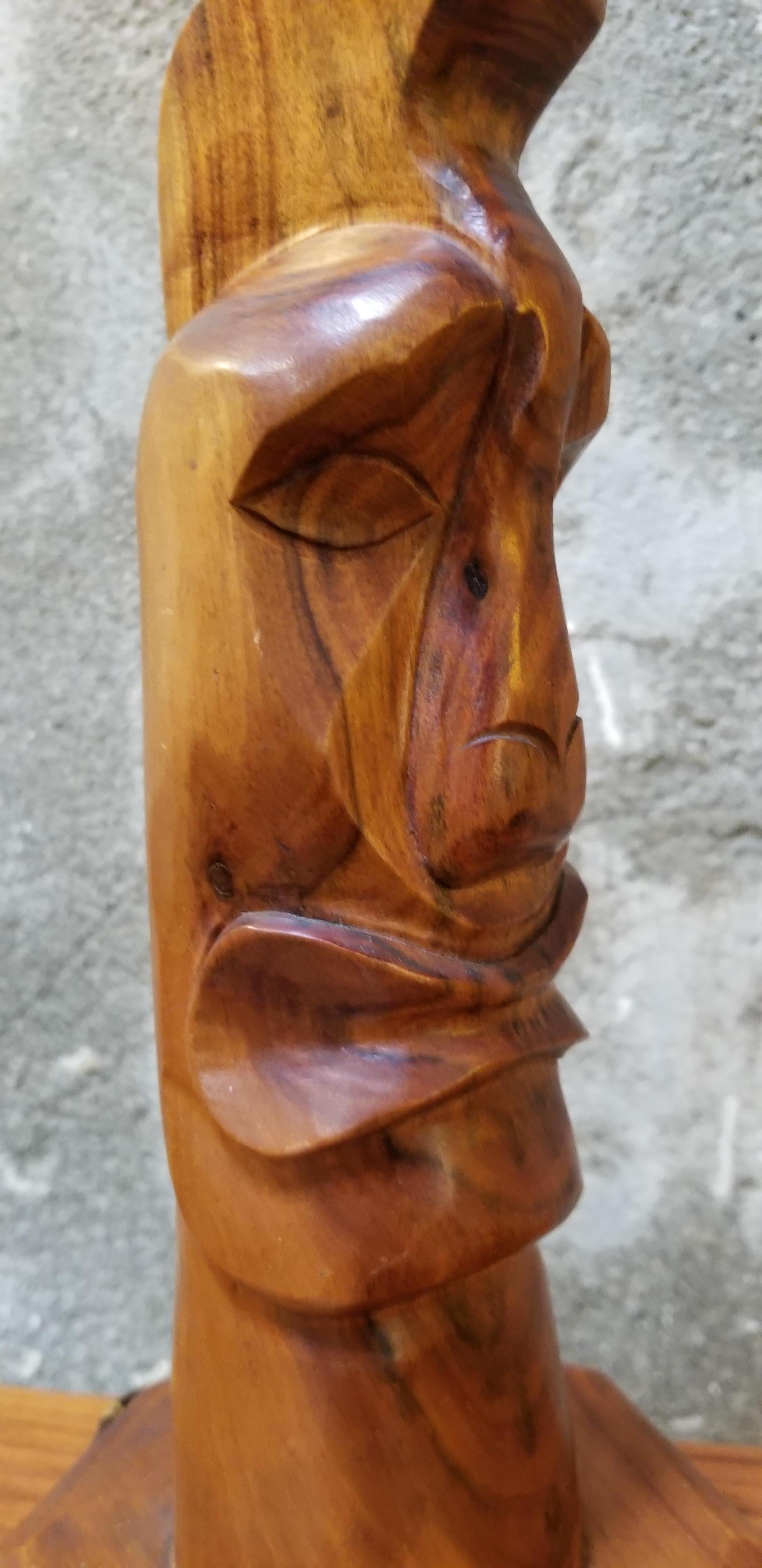 Hand-Carved South Pacific Tiki Totem Pole Table Lamp