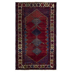 South Persian Geometric Diamond Medallion – Deep Red / Indigo