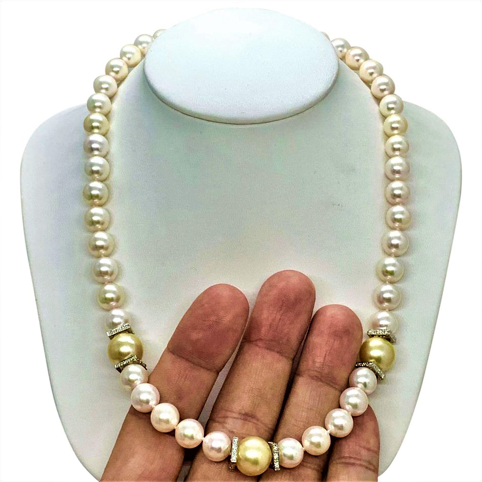 Südsee- Akoya-Perlenkette 14k Gold zertifiziert (Moderne) im Angebot