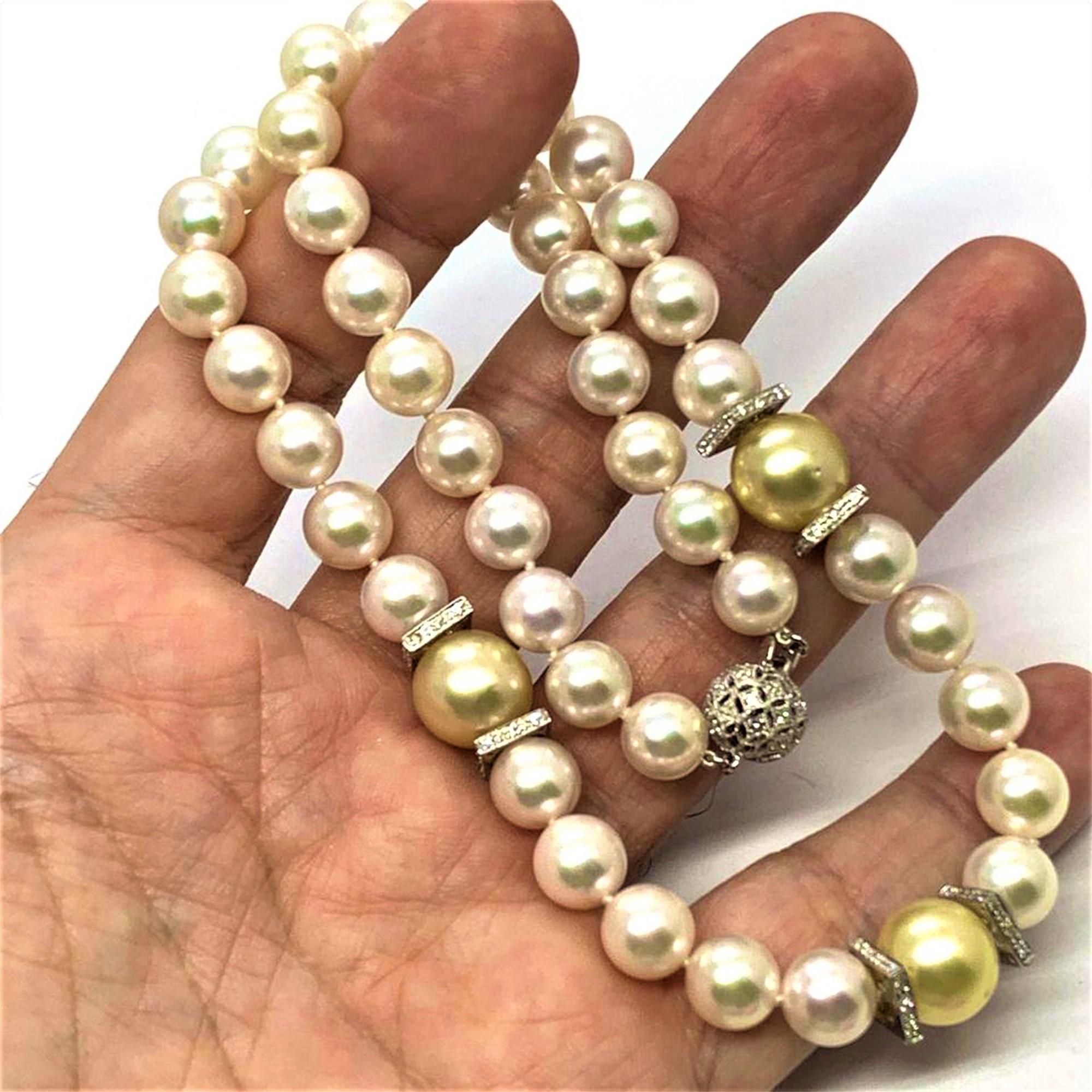 Südsee- Akoya-Perlenkette 14k Gold zertifiziert im Zustand „Neu“ im Angebot in Brooklyn, NY