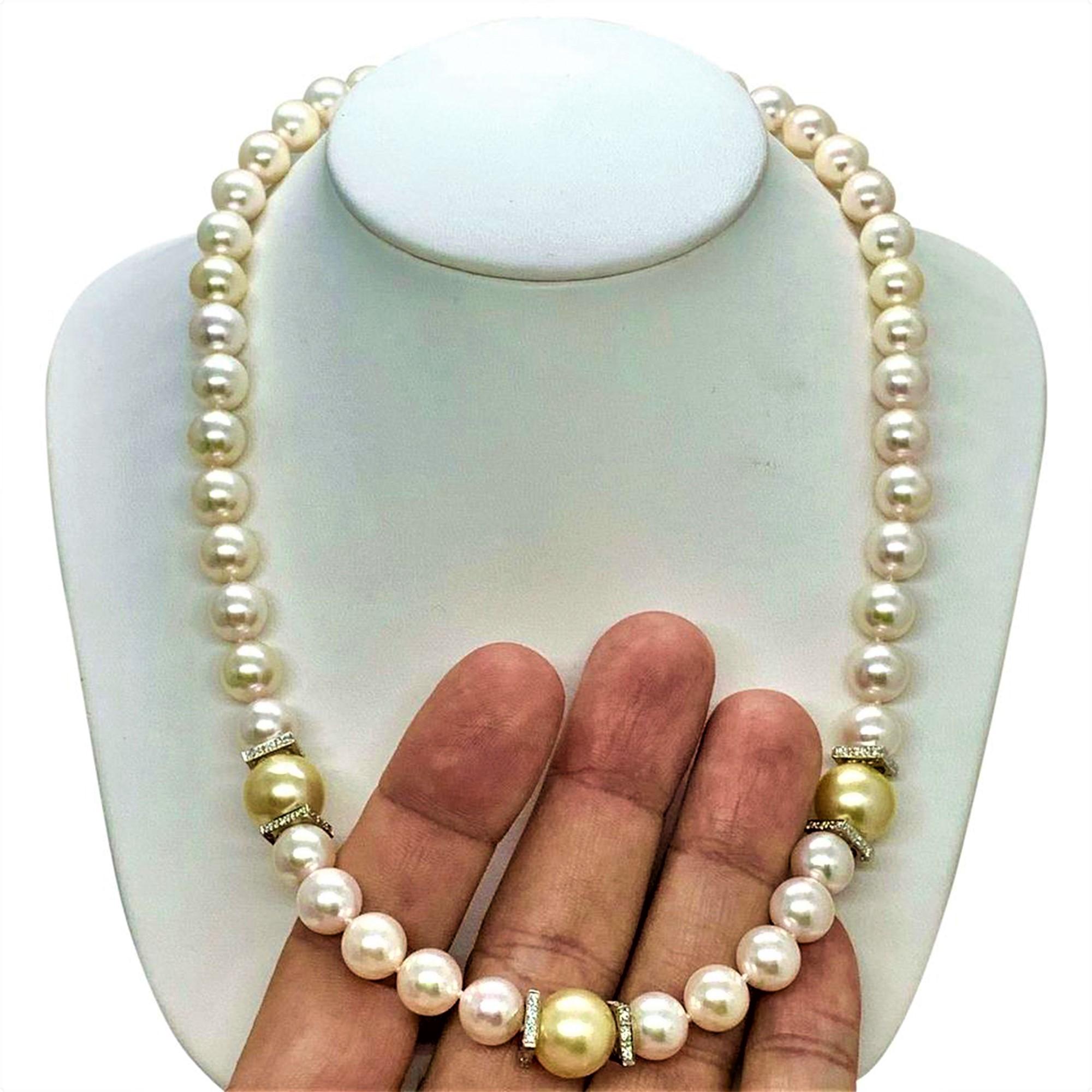 South Sea Akoya Pearl Necklace 14k Gold Certified In New Condition For Sale In Brooklyn, NY