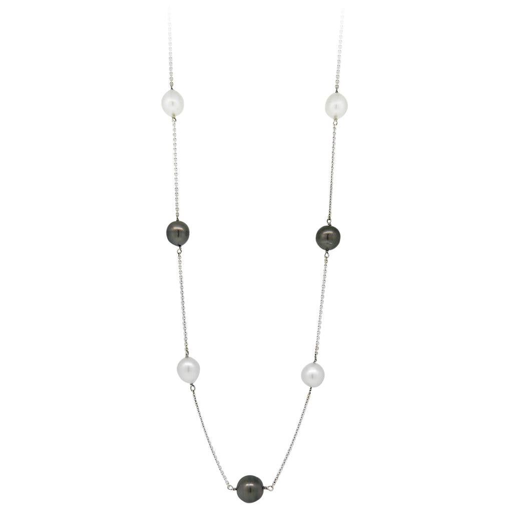 South Sea and Black Tahitian Pearl Necklace For Sale