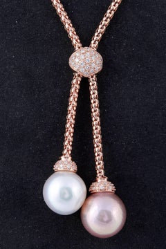 South Sea and Fresh Water Pearl Diamond Gold Pendant
