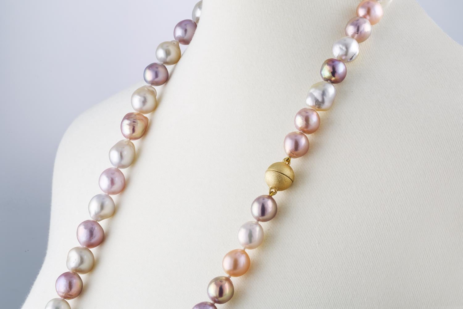 Contemporary South Sea and Freshwater Natural Color Baroque Cultured Pearl Rope Necklace For Sale