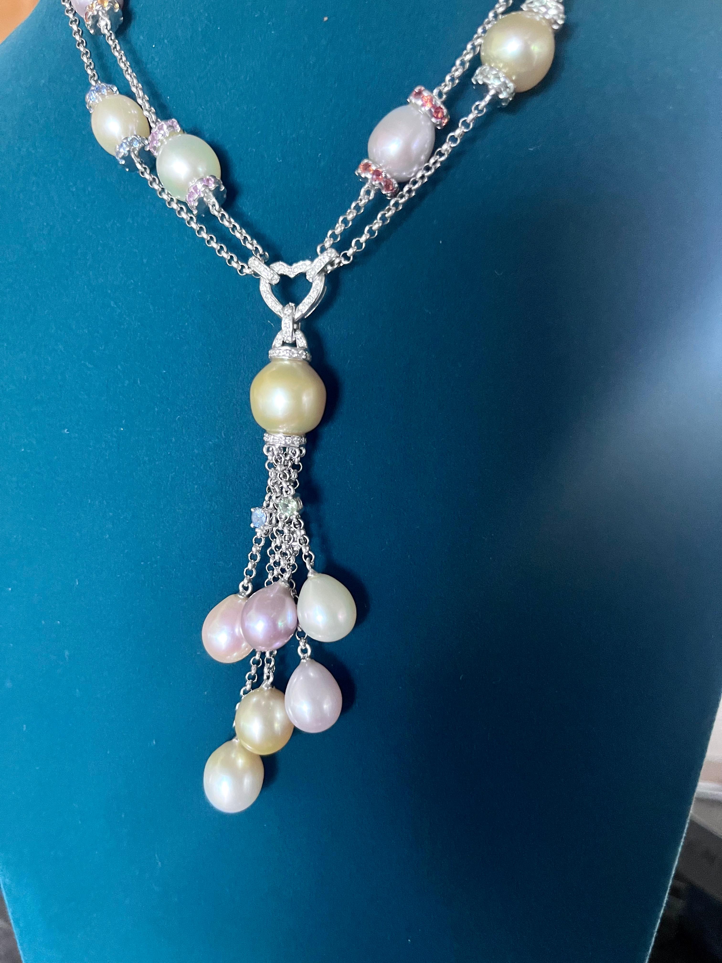 Contemporary South Sea and Freshwater Pearl Necklace For Sale