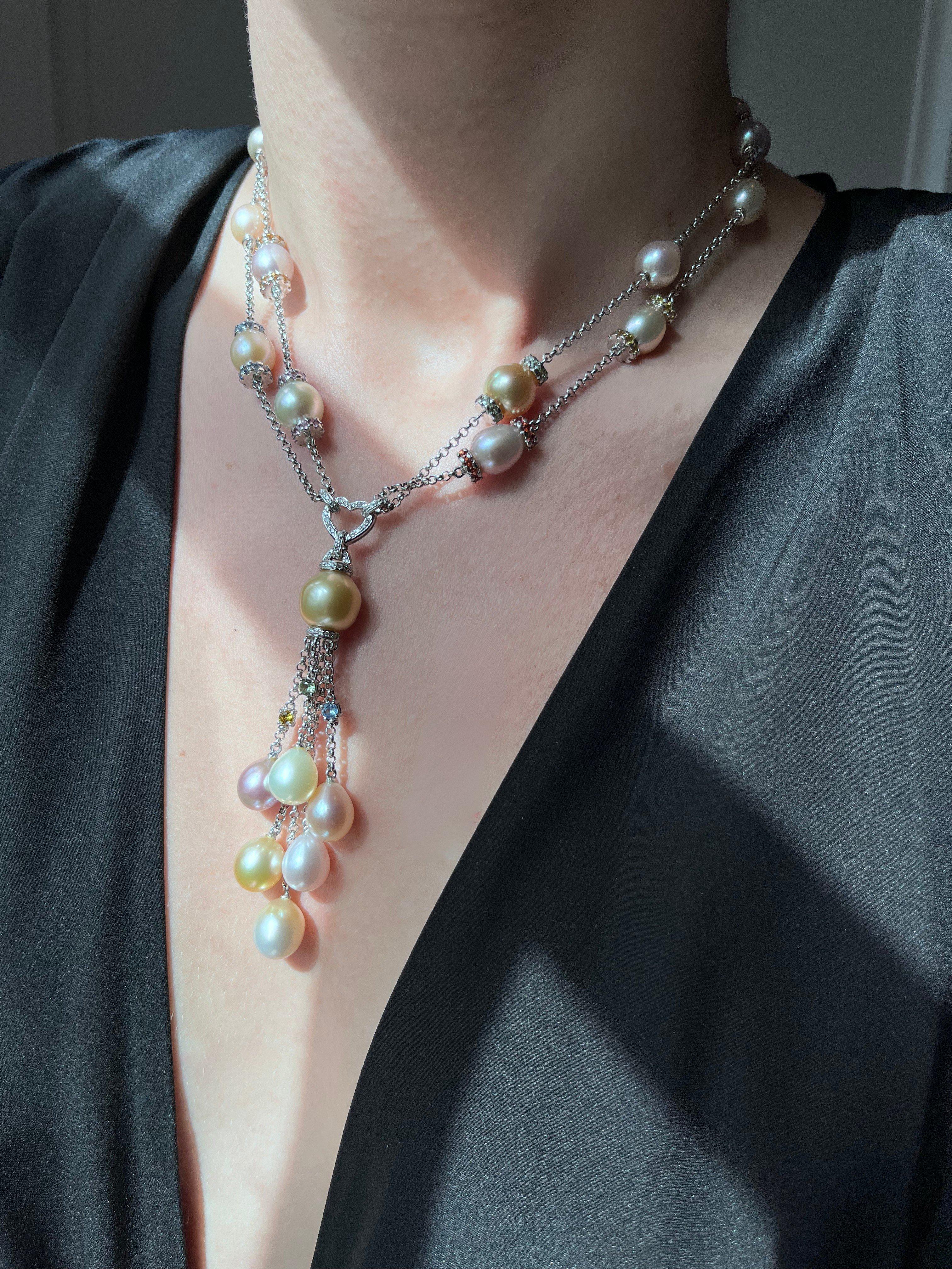 South Sea and Freshwater Pearl Necklace In New Condition For Sale In Houston, TX