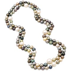 Südsee- und Tahiti-Perlen Seil in mehrfarbigen Farben