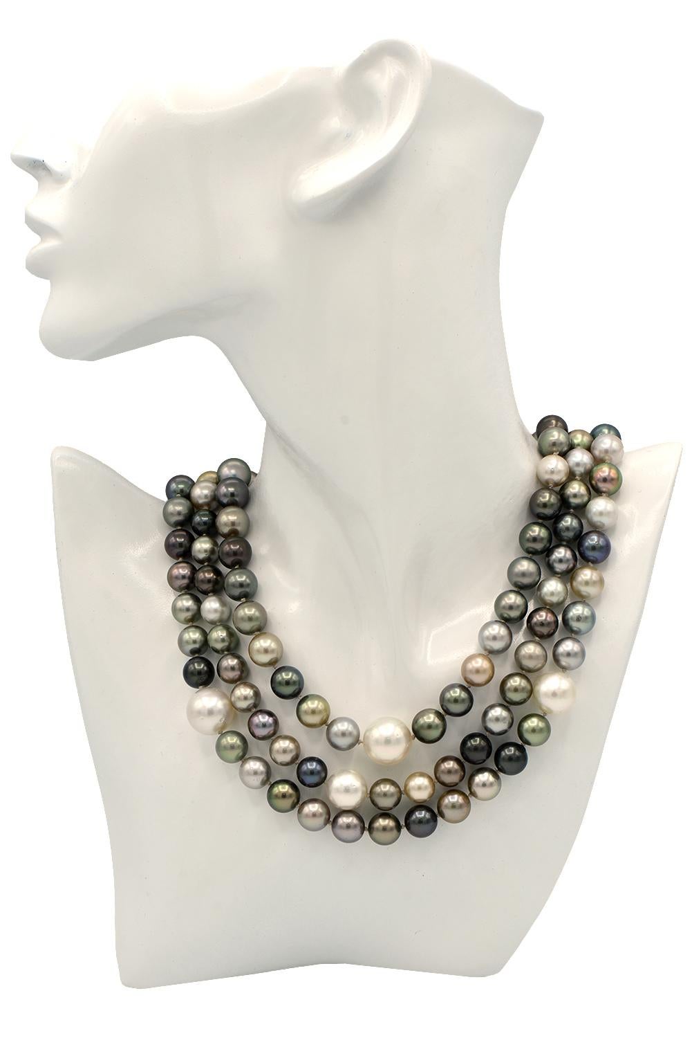 South Sea and Tahitian Multi-Color Pearl Rope In New Condition In Great Neck, NY