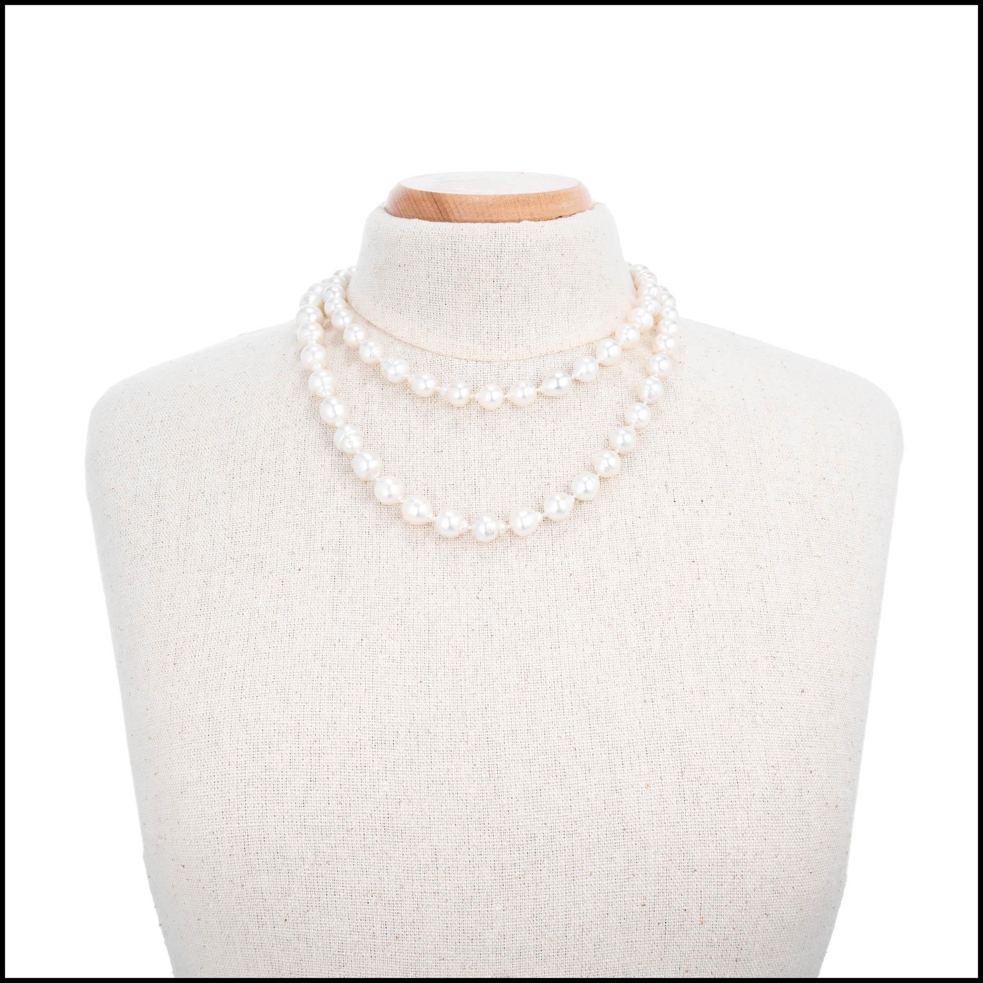 Women's South Sea Baroque Cultured White Pearl Gold Necklace For Sale