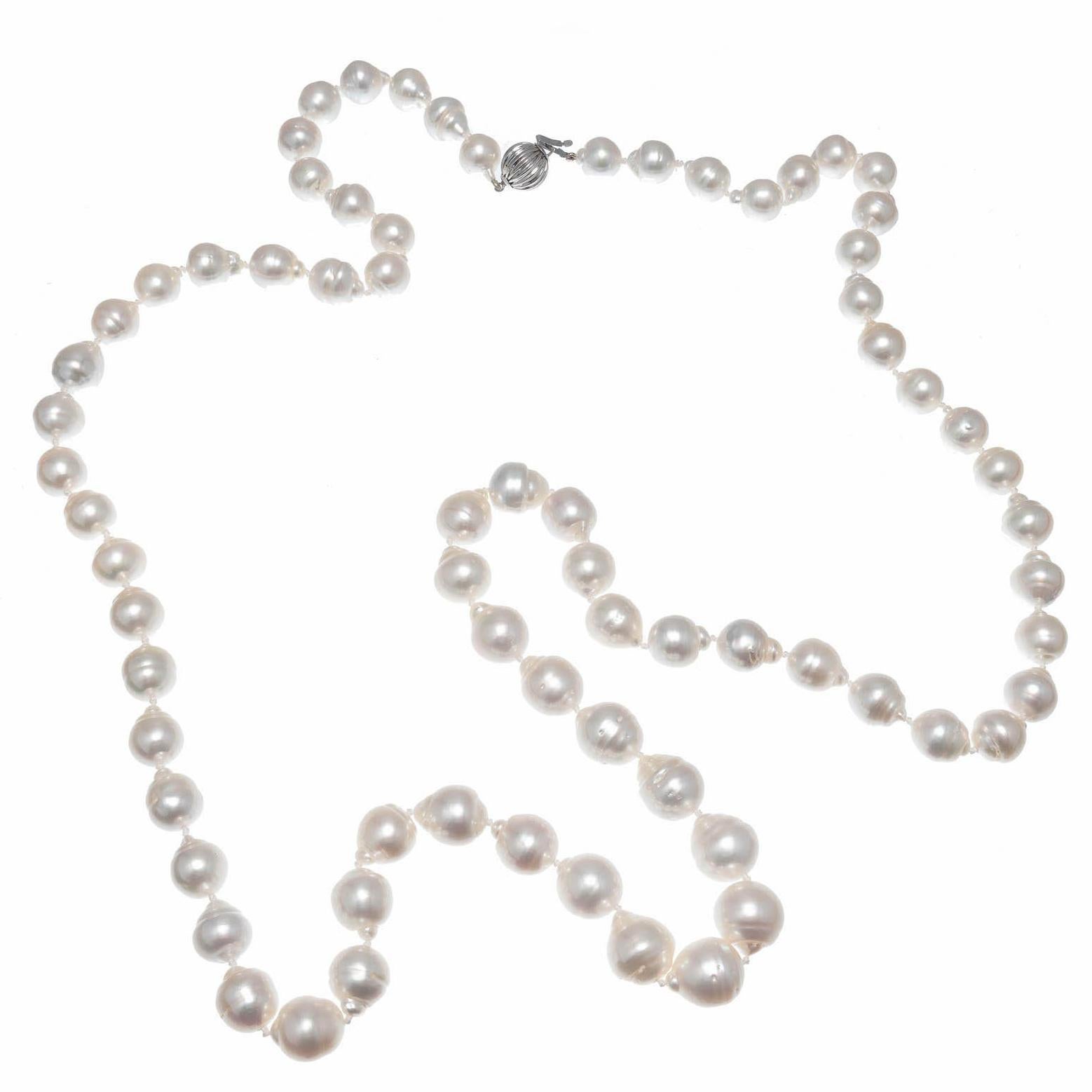 triple strands natural south sea white Pearl Necklace 18  19 20”