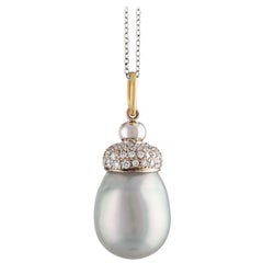 South Sea Baroque Cultured Pearl and Diamond Pendant