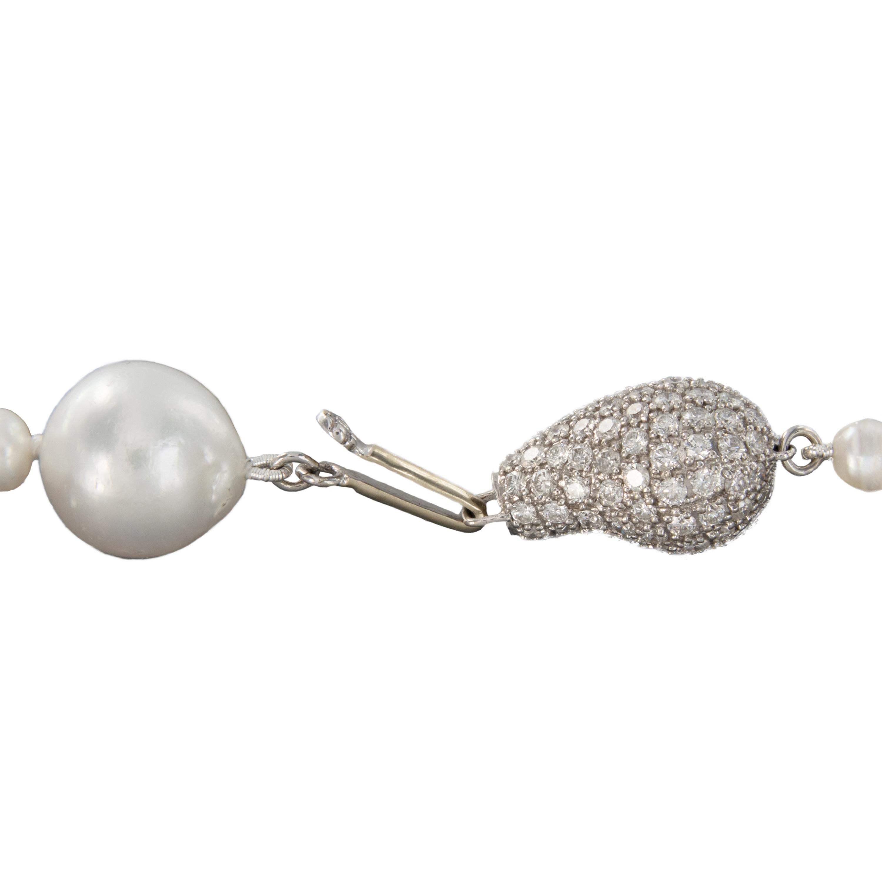 Women's South Sea Baroque Pearl Diamond 18 Karat Gold Necklace
