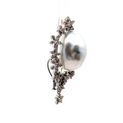 South Sea Baroque Pearl Diamond 18k & 14k White Gold Brooch-Pendant