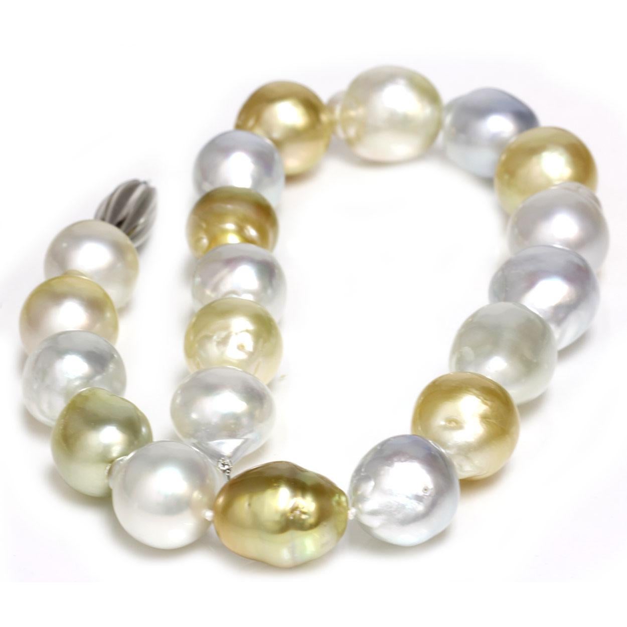 Südsee Barock Perlenkette Multi Color im Angebot 1